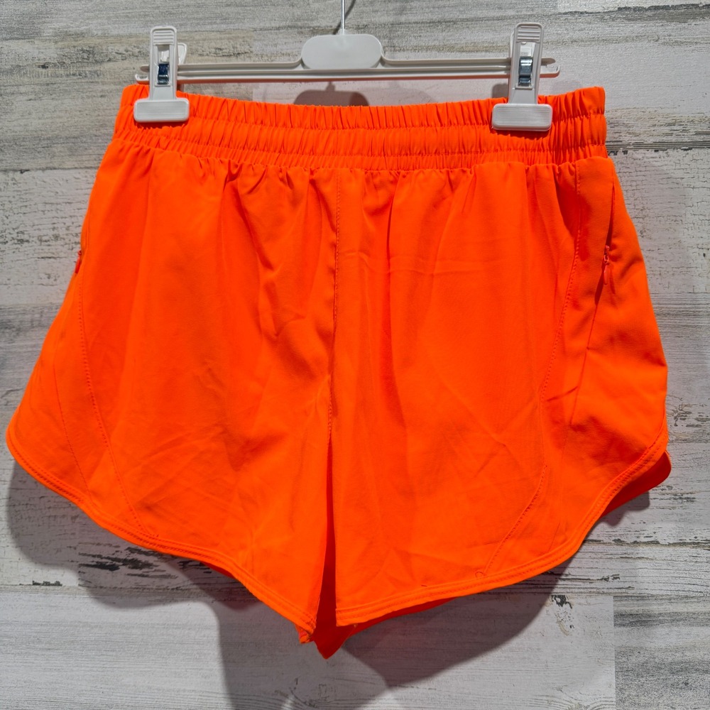 Neon Orange Athletic Shorts Women Small High Rise Lined Active *Flawed
